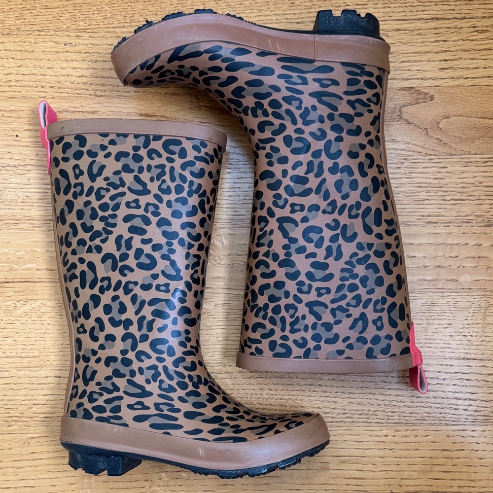 Target Kids Brown and Black Leopard Rain Boots